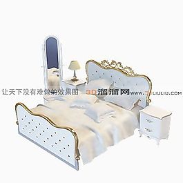 3D雙人床模型