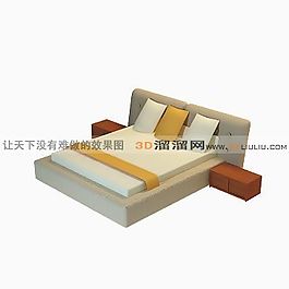 3D雙人床模型