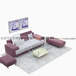 3D沙發(fā)茶幾組合模型