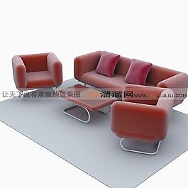 3D沙發(fā)茶幾組合模型