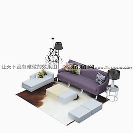 3D沙發茶幾組合模型