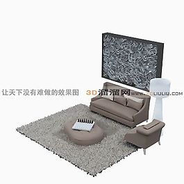 3D沙發(fā)茶幾組合模型
