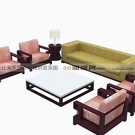 3D沙發(fā)茶幾組合模型