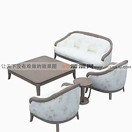 3D沙發(fā)茶幾組合模型
