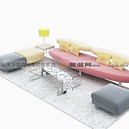 3D沙發(fā)茶幾組合模型