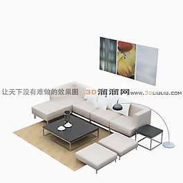 3D沙發(fā)茶幾組合模型