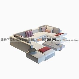 3D沙發(fā)茶幾組合模型