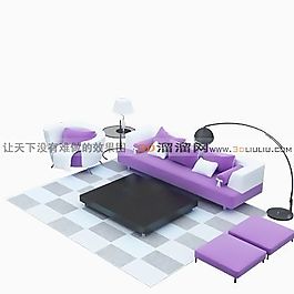 3D沙發(fā)茶幾組合模型