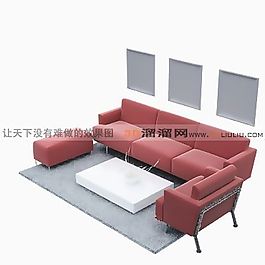 3D沙發(fā)茶幾組合模型