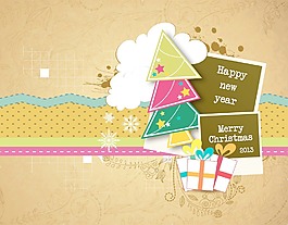 圣誕節(jié)插畫矢量相框、圣誕樹