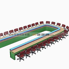 3D桌椅組合模型