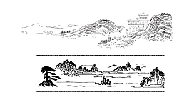 線描圖-山