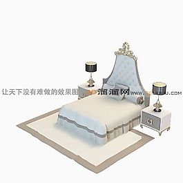 3D雙人床模型