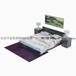 3D雙人床模型