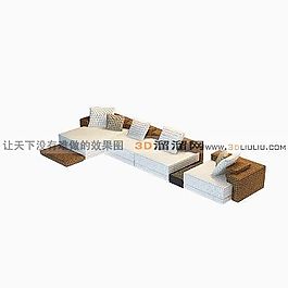 3D多人沙發(fā)模型