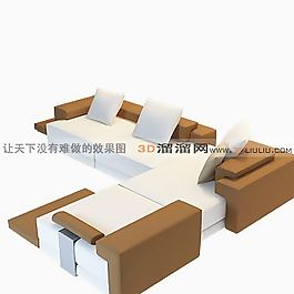 3D多人沙發(fā)模型