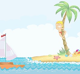 卡通夏季背景矢量插畫(huà)