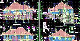 大型二层坡屋顶别墅建筑施工图 20x19