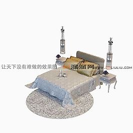 3D雙人床模型