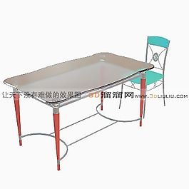 3D桌椅組合模型
