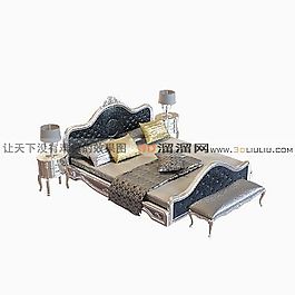 3D雙人床模型