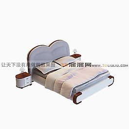 3D雙人床模型