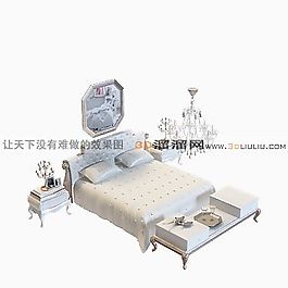 3D雙人床模型