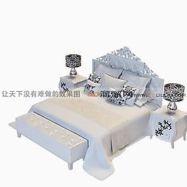 3D雙人床模型