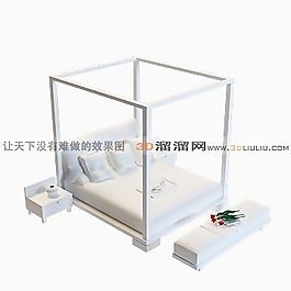 3D雙人床模型