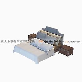 3D雙人床模型