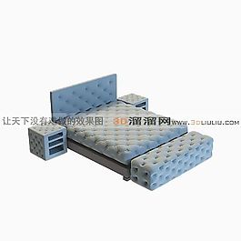 3D雙人床模型