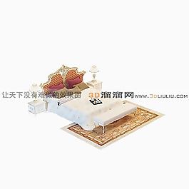 3D雙人床模型