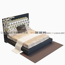 3D雙人床模型