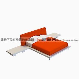 3D雙人床模型