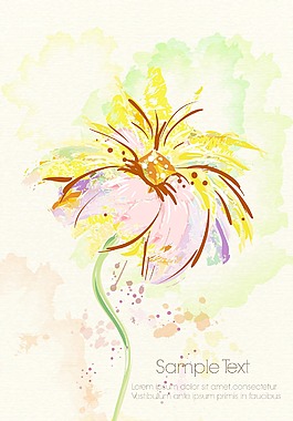 水彩花卉背景矢量插畫