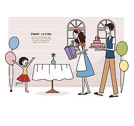 為女兒慶祝生日的夫妻