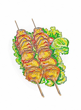向量的雞肉烤羊肉串的插圖