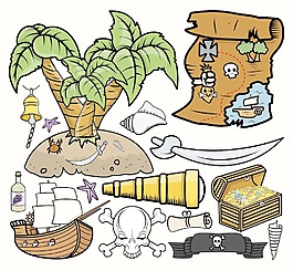 海盜尋寶矢量插圖
