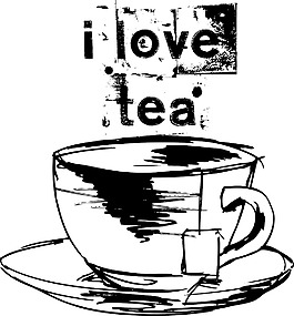 一杯茶和茶袋插畫矢量圖