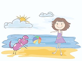 卡通夏季背景矢量插畫(huà)