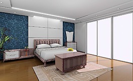 藍(lán)色壁紙臥室