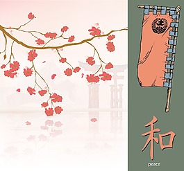 日本背景矢量插圖