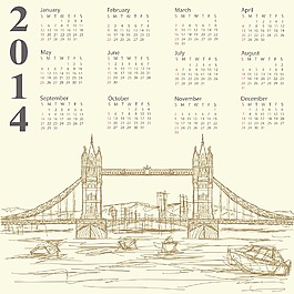 塔橋2014年份的日歷