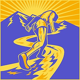 馬拉松運(yùn)動(dòng)員上道路行駛的山