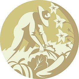 有機農(nóng)民收割蔬菜作物的復古