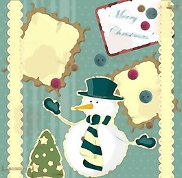 雪人裝飾畫02矢量