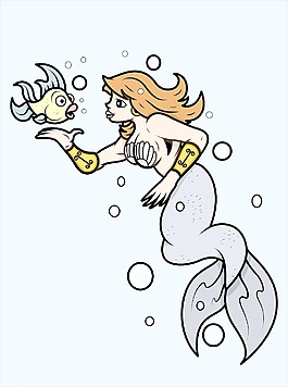 與魚矢量插畫的美人魚