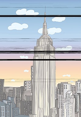 卡通背景与城市矢量插画