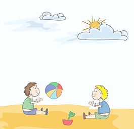 卡通夏季背景矢量插畫(huà)