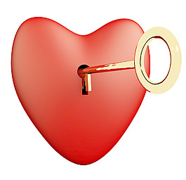 與關鍵的和白色的背景顯示愛的浪漫和情人的心